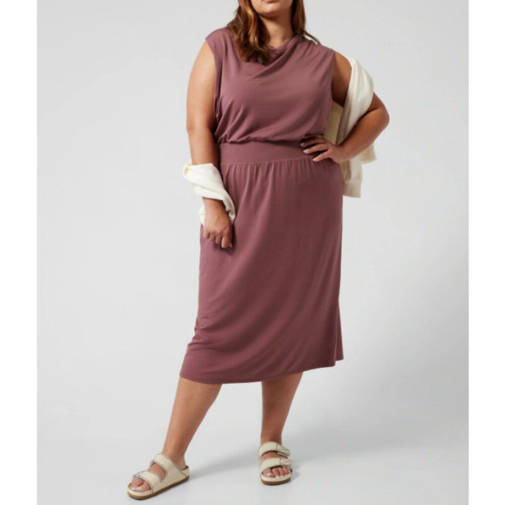 Athleta NEW Santorini Cinch Dress In Mauve Rose Size 3X - Picture 2 of 15
